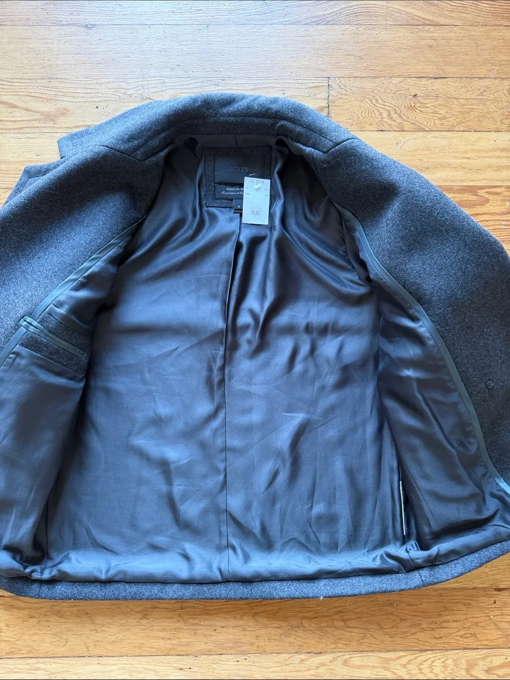J. Crew Melton Double-Breasted Wool Peacoat - Charcoal Gray size 0 NWT - Picture 5 of 10